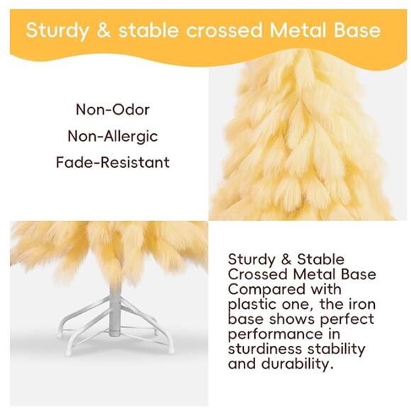 Handcrafted 4FT Yellow Ivory Tree, Fiber Tree Branch Tips & Metal Stand - Picture 6 of 7